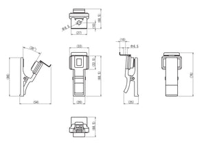 WATEC製ヘルメット取付金具 TS01A 寸法図
