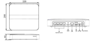 VPX-N1004-UPC 4CH 4K H.265ミニ PoE NVR 本体寸法図