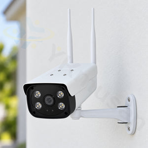 ソーラー充電式SIM対応24時間AOV・SDカード録画式3MPバレット型ネットワークカメラYKS-SIM521SL 壁面取付ブラケットで壁面設置が可能